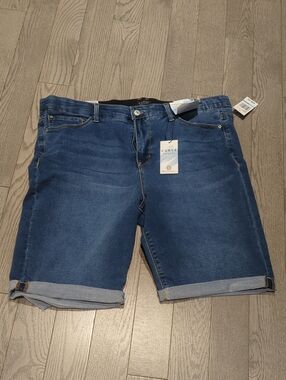 Women's Dark Blue Denim Stretch Shorts - Pure Collection - Size 20w NWT